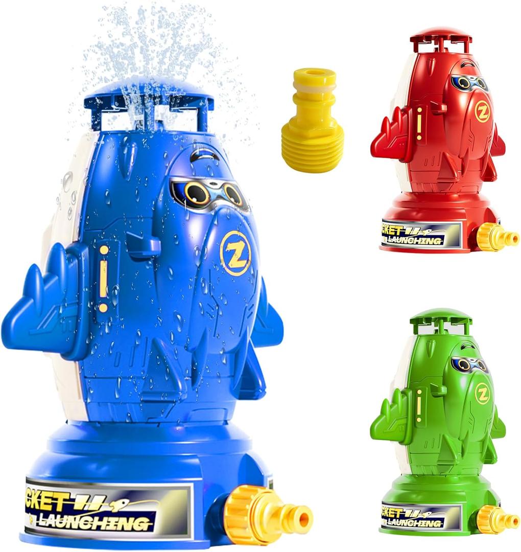 Rocket Sprinkler Water Outdoor - Yard Water Spaceship Toy Launcher Summer Play Splash Rockets Hose Garden for Kids Jet Watering Backyard