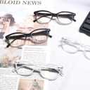 Reading Glasses Womens Ladies Readers +0.50 Stylish Women's Magnifying Cheaters Glasses 4 Pack Lightweight Comfortable Fit (Black,Clear Frames)