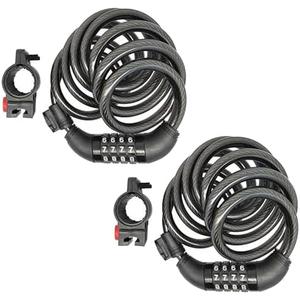 SEPOX® 1Pcs Pack 6FT Extra Long Cable Combination Bike Locks, 4 Digits Retractable Security Lock, 12mm Heavy Duty Anti Theft Anti Rust Cable for Bicycle, Scooter, Gate, Outdoor Equipment, Weatherproof Black