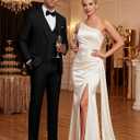 WULFUL Mens Slim Fit Suit One Button 3-Piece Blazer Dress Business Wedding Party Jacket Vest & Pant,