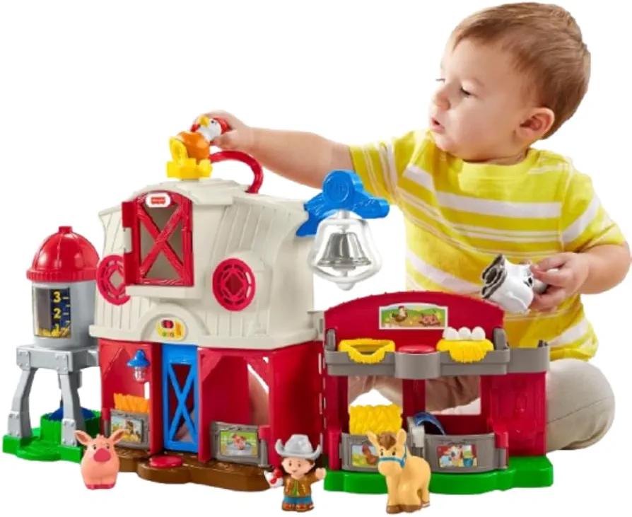 Fisher-Price Little People Toddler Learning Toy Caring for Animals Farm Interactive Playset with Smart Stages for Ages 1+ Years