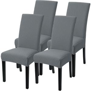 SearchI Dining Room Chair Covers Set of 4, Stretch Jacquard Parsons Chair Slipcovers Removable Washable Kitchen Chair Protector Cover for Dining Room, Hotel, Ceremony (Gray Rhombus)
