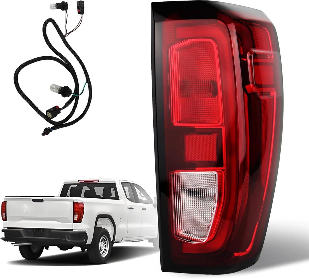 Tail Lights Compatible with 2019 - 2025 GMC Sierra 1500/2500HD/3500HD Base/SLE/Elevation Taillights Rear Tail Light Assembly with Bulb and Wiring Harness GM2801309 84968737 (Right Passenger Side )