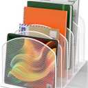 Inclined Desk File Organizer,Vertical File Folder Holder Stand Metal Rack File Sorter for Office Classroom Desktop Organization (1Pack, White)