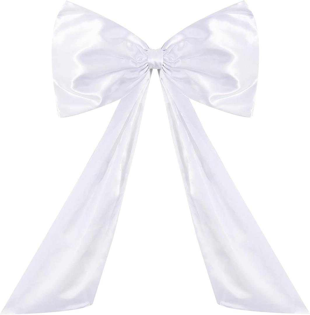 TONIFUL 26 x 42 Inch Giant White Bow Large Bow for Tree Room Wall Front Door Photo Backdrop Decor for Christmas Birthday Wedding Baby Shower Valentine Day Outdoor Decoration