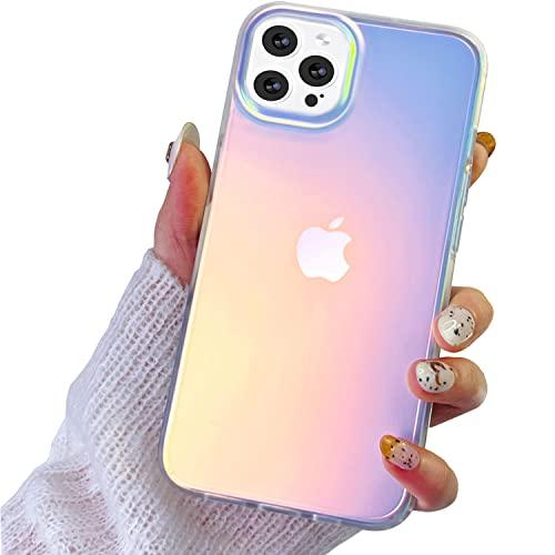I-MGAE-IN-AR Compatible with iPhone 14 Pro Max Case Clear Frosted Laser Glitter Bling Women Girls, High-Grade TPU and Hard PC Shockproof Unique Aesthetic Design Phone Hard Case 6.7 inch, Pack Of 2