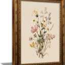 Vintage Gold Framed Botanical Wildflower Wall Art Rustic Botanical Canvas, 24"L x 16"W