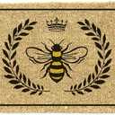 Abbott Collection Bee in Crest Coir Doormat with PVC Backing (18x 30 L)