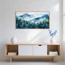 Blue Ridge Mountains Forest Framed Canvas Wall Art Set, Natural Landscape Wall Decor, Green Pine Trees Wall Painting, Woodland Artworks for Living Room, Bedroom, Dining Room - 20"x40"