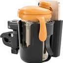 Li & Zhao Universal Stroller Cup Holder - 2-in-1 Wheelchair Cup Holder Adjustable Bike Drink Holder with Phone Holder Accessories for Rollator, Bike, Scooter, Walker(Black)