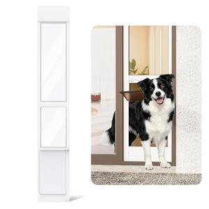 YGNNJY Dog Door for Sliding Glass Door, Adjustable Height 75 4/5" to 80 3/10" Sliding Door Pet Door Insert, Suitable for Dogs Up to 75 lbs, Large, White
