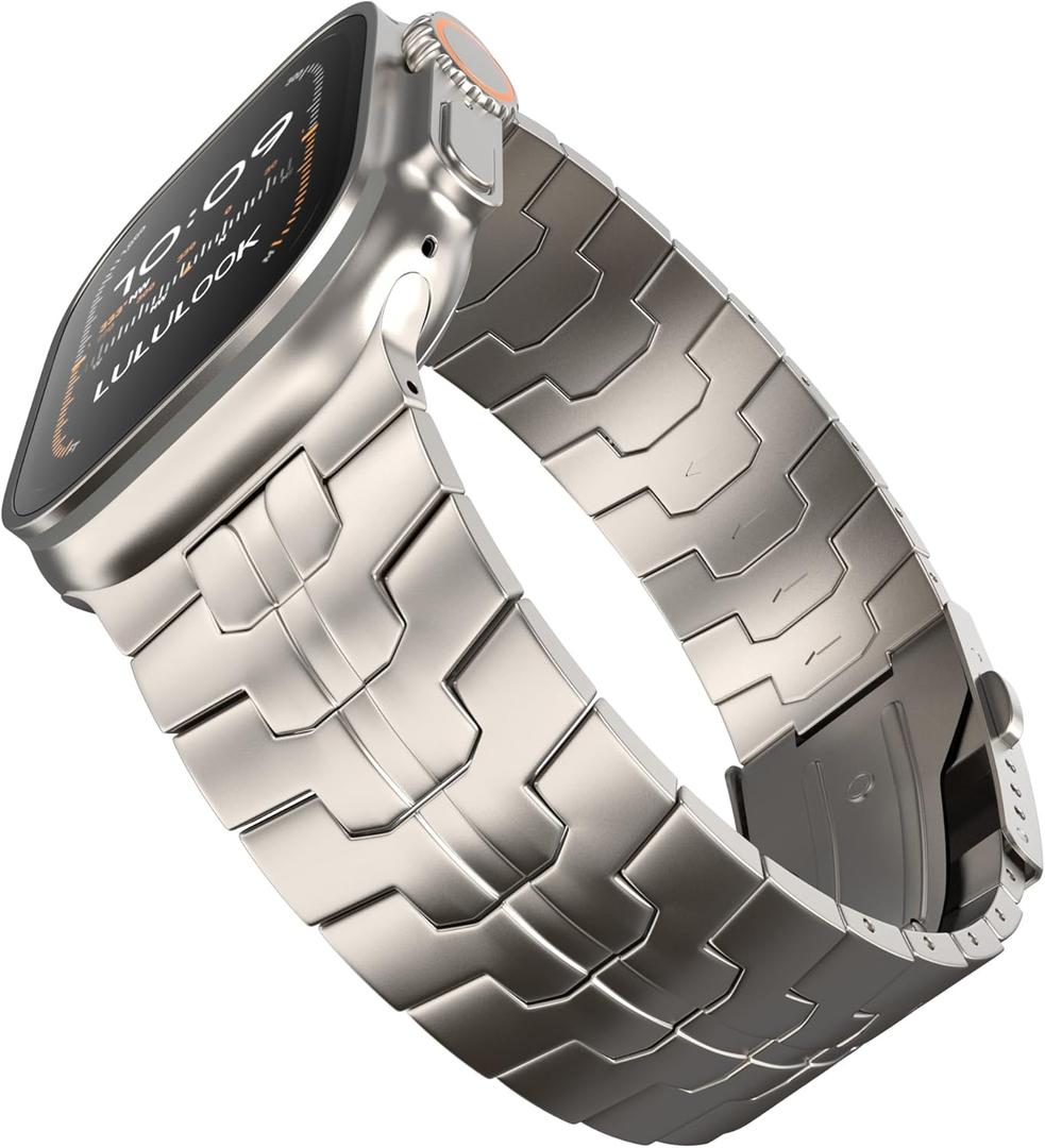 LULULOOK Grade 2 Pure Titanium Ultra 3 Band, Men's Lightweight Titanium Metal Band for Apple Watch Ultra 3/Ultra 2 / Ultra 49mm with Foldable Clasp