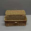 Wicker Storage Basket With Lid, Toilet Paper Basket For Toilet Tank, Pads And Tampon Holder For Bathroom, Rectangular Woven Kitchen Organizer, Home Decorative Storage Box (light brown)