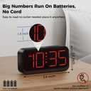 Battery Operated Digital Clock: Cordless Small Alarm Clock for Bedroom Travel - Large Numbers 4 Dimmers for All Ages Red Digits