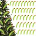 36 Pcs Christmas Tree Topper 17'' Lime Green Curly Tree Picks with Red Ball Xmas Artificial Green Stems for Winter Holiday Home Wreath Craft Decoration Supplies