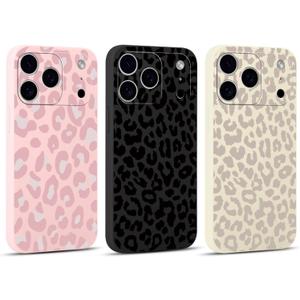 3 Pack Cute Cheetah Print for iPhone 17 Pro 6.3" Phone Case, Leopard Pattern Aesthetic Design Cases Soft Silicone Slim TPU Shockproof Protective Fundas for Women Girls