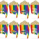 8 Pcs LGBTQ Themed Disposable Paper Popcorn Boxes Bucket Rainbow Gay Pride Month Popcorn Box Cardboard Popcorn Container for Party Disposable Snack Candy Popcorn Bags Popcorn Holder Party Supplies