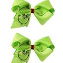 5 Inch Green Hair Bow Clips 2PCS Christmas Tree Decorations Women Girls Costume Accessories