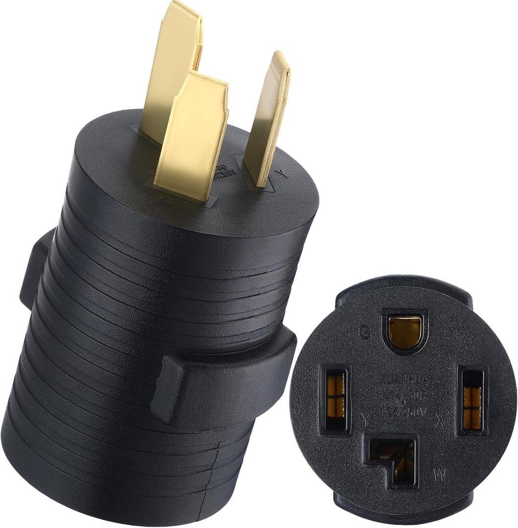 50Amp to 30Amp Dryer Adapter Compatible with NEMA 10-50P to 14-30R 3 Prong 4 Prong Compact 120V/240V 30 Amp Welder Dryer Cord Adapter for RV Camper Generator(Black)