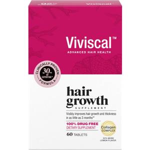 Viviscal Hair Growth Supplements For Women For Thicker, Fuller Hair, Nourishes Thinning & Loss, With Proprietary Collagen Complex, 60 Tablets, 1 Month Supply, Best By: 07/2028