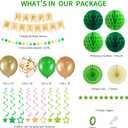 2 x 79Pcs Birthday Decorations Happy Birthday Banner Green Gold Balloons Paper Fans Honeycomb Balls Garland Cupcake Toppers for Women Men Neutral Wild One Party Decorations