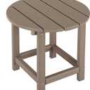 LZRS Round Adirondack Patio Side Table End Table, Outdoor Side Tables for Patio, Backyard,Pool, Indoor Companion, Easy Maintenance & Weather Resistant(Weather Wood)