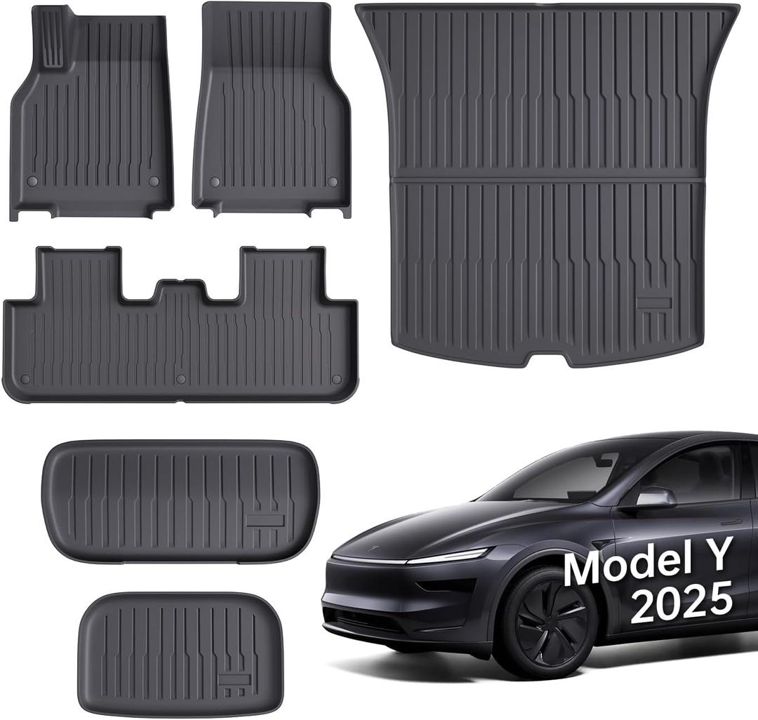 Floor Mats Fit for Model Y 2026-2025 Juniper 5-Seat - All Weather TPE Front, Rear, Cargo & Sub-Trunk Mats, 6-Piece Custom Fit (Not Fit 7-Seat)