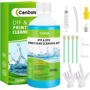 DTF Cleaning Kit - 250ML DTF Printer Cleaning Solution, Universal Print Head Cleaner Kit for Any DTF & DTG Printers, Print Head DTF Cleaning Solution for Epson ET8550 L1800 XP600 Ink Printer (9 Fl Oz (Pack of 1))
