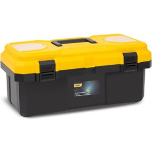 DELI Plastic Tool Box with Handle, 18 inch Tool Case with Double Locking and Removable Tray, Toolbox Organization