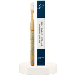 Better & Better Natural Bamboo Toothbrush | Soft Bristles | 100% Plant-Based | Reusable Handle and Replaceable Brush Head | Eco-Friendly, Zero Plastic | Adult Size, Blue