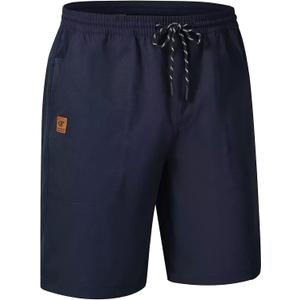 QPNGRP Men's Stretch Waist Casual Shorts with 5 Pockets Include 1 Zipper Pocket (Black)