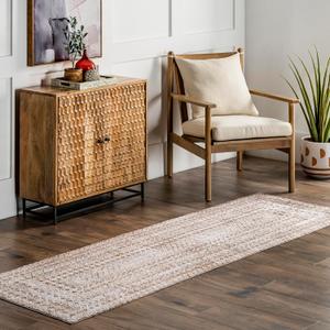 nuLOOM SpinClean Carley Beige/Ivory, 2'6" x 12', Geometric, Soft and Cozy, High Traffic, Stain Resistant, Easy Clean, Durable, Machine Washable Area Rug for Bedroom, Living Room, Dining, Entryway