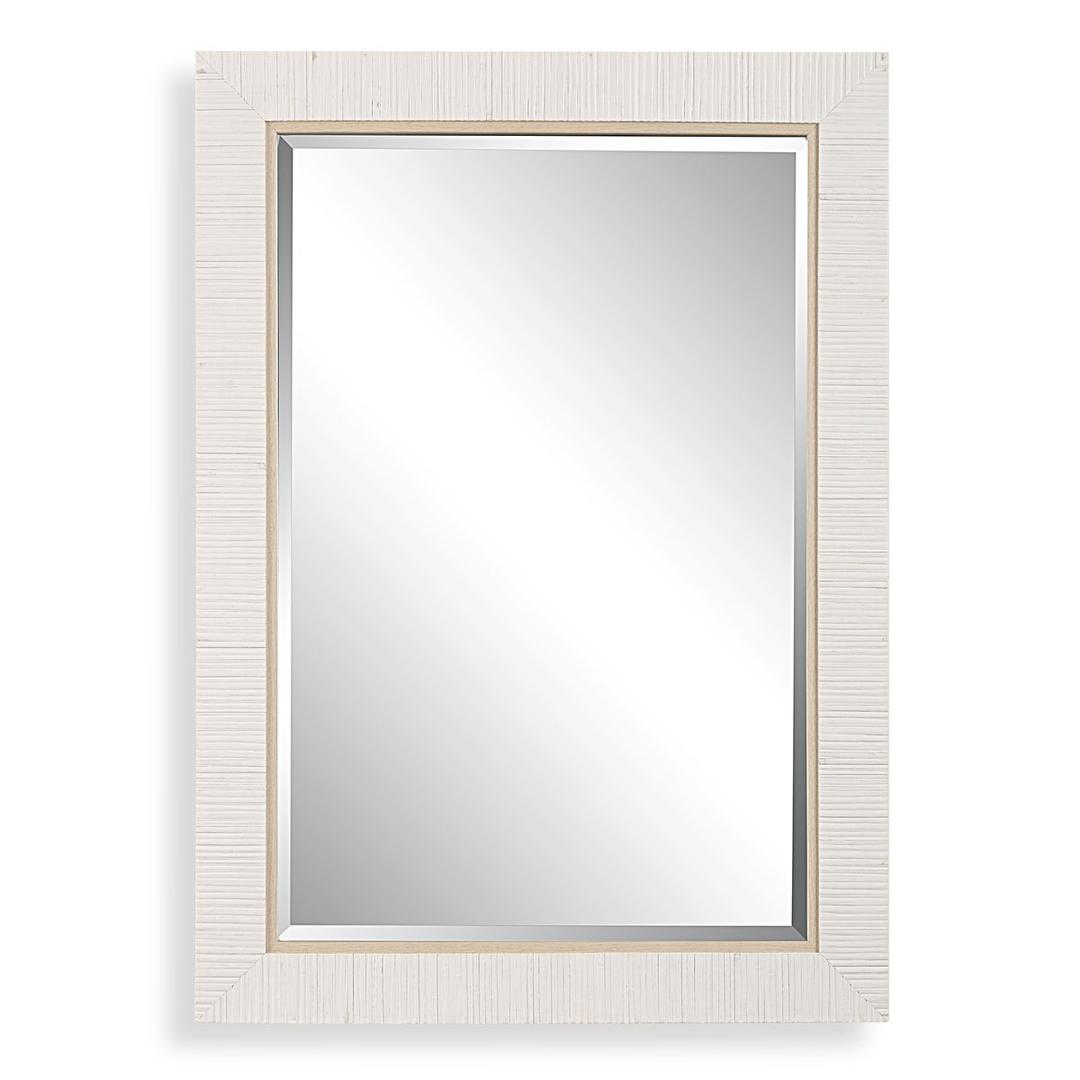 Rattan Trim Wall Mirror, 18' x1.25' x 23.75' , White