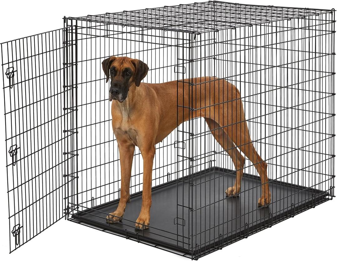 Heavy Duty Dog Crate for Extra Large Dogs with Self-Locking Latch, XXL Escape-Proof Steel Kennel Indoor, Metal Pet Cage 