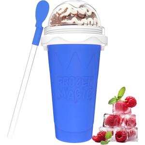 Slushy Maker Cup,DIY Magic Slushie Makers Squeeze Cups, Portable Smoothie Squeeze Cups for Juices, Milk and Ice Cream Make,Double Layer Squeezes Slushie Maker Cup, Birthday Gifts for Mom Dad & Friends