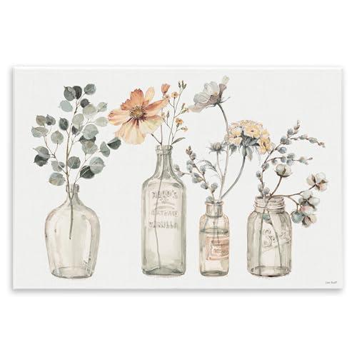 Stupell Industries Antique Floral Bouquets Flowers Glass Jar Painting, Wall Plaque, 13 x 19