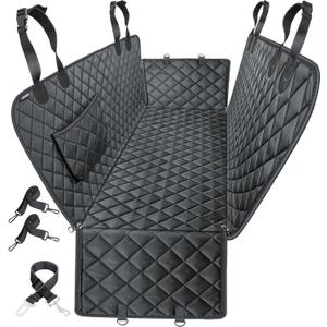 URPOWER Dog Seat Cover, 100% Waterproof Hammock 600D Heavy Duty Scratch Proof Nonslip Durable Soft Pet Back Seat Covers for Cars Trucks and SUVs (All Black)