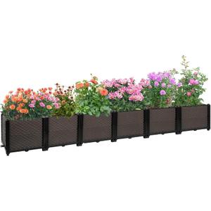 Large Raised Planter Box Outdoor Self Watering 94.4"x15.7"x14.2", Deep Raised Garden Bed - Elevated Garden Box with Drainage Plug, Rectangular Garden Planter Perfect for Patio Balcony Deck, L 94"xw 16"xh 14"