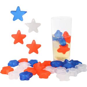 Reusable Ice Cubes Star, 60 Pack, Colorful for Drinks, Whiskey, Vodka or Coffee, Washable Non-Melting Ice Cubes Non-Diluting(Star)