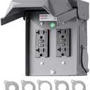 DEWENWILS Outdoor Electrical Outlet Box, Dual 20 AMP WRTR GFCI Receptacles with Rainproof 3R Enclosure, Waterproof GFCI Outlet Box with Cover for Garden, Outdoor Lights, ETL Listed