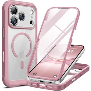 Miracase Magnetic for iPhone 17 Pro Case 6.3" [Compatible with MagSafe] Full-Body Phone Case with Built-in Glass Screen Protector & Camera Control,Drop Proof iPhone 17 Pro Cover, Lilac