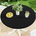 Smiry Round Spandex Tablecloth, Elastic Fitted Washable Tablecloths for 45"-56" Tables, Waterpoof Stretch Picnic Table Cover for Dining, Indoor and Outdoor, Black