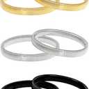 Pangda 3 Pairs Sleeve Garters Anti-slip Shirt Sleeve Holders Garters Stretch Metal Armbands for Women Men (Gold, Silver and Black)