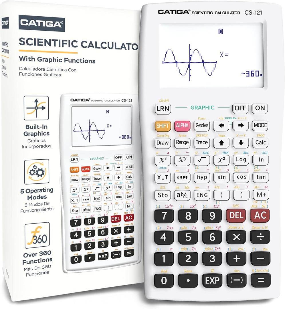 Scientific Calculator with Graphic Functions - Multiple Modes with Intuitive Interface - Perfect for Students of Beginner and Advanced Courses, High School or College (White)