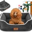 Rectangle Cat Dog Bed for Large Medium Small Pets Indoor Outdoor Machine Washable Sleeping Sofa Non-Slip Bottom Soft Puppy Bed Durable Orthopedic Calming Pet Cuddler (Large, Dark Grey)