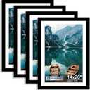 Hongkee 14x20 Frame Set of 4, 14 x 20 Black Wood Style(Mat 12x18), 14X20 in