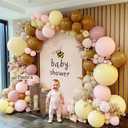 Pink Yellow Brown Balloon Garland Double Stuffed Pastel Light Pink Yellow White Sand Balloons Balloon Arch Kit for Birthday Baby Shower Wedding Bee Bear Theme Fall Party Decorations
