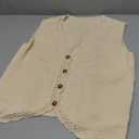 Saodimallsu Womens Sleeveless V Neck Sweater Vest Cropped Button Down Casual Loose Knit Summer Going Out Tops (Medium, Beige)