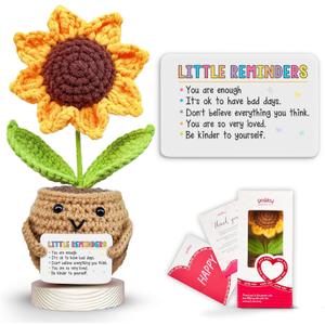 Gossby Gift for Mom from Daughter, Son, Kids - Mother's Day Basket Stuffers - Excellent MOM Would Recommend Sunflower Crochet - Christmas, Birthday Gift Idea for Mama - Knitted Crochet Doll 2 Pack