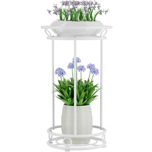 Plant Stand Indoor Outdoor - Metal Planter Holder Shelf Tall Tiered Flower Pot Display Organizer Rack for Garden, Patio, Living Room, Bathroom, Office (White)